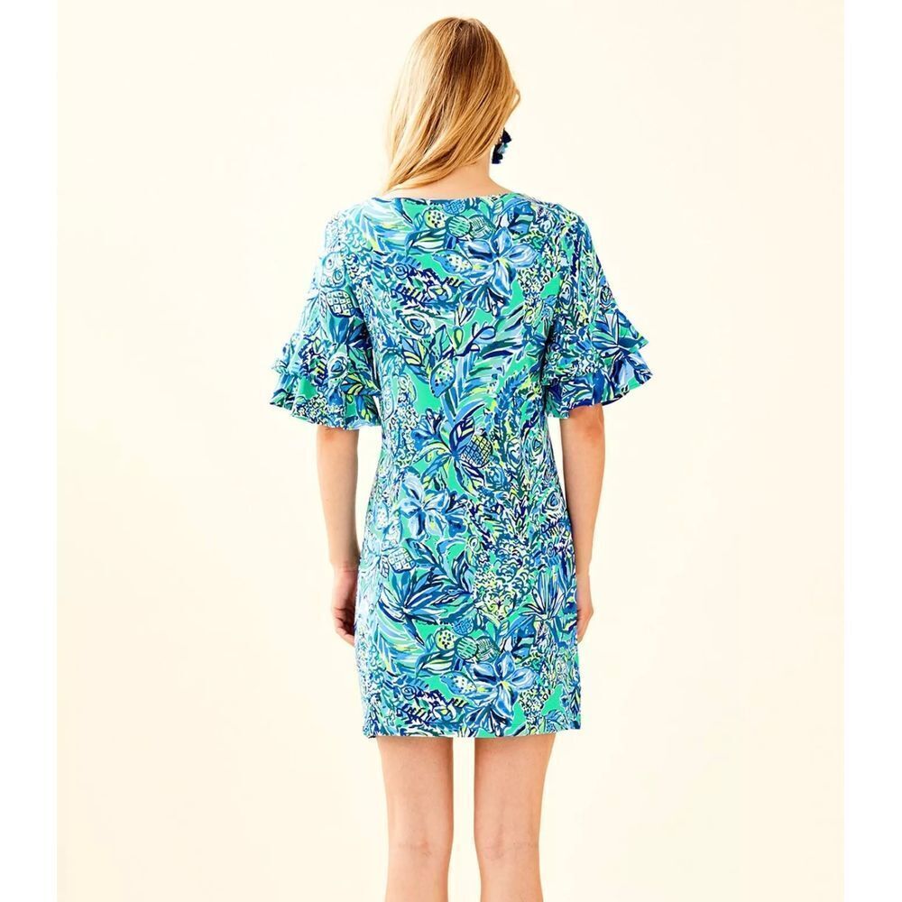 Lilly Pulitzer Lula Dress Bennet Blue Sneak a Peak Women's Size XS Preppy Beachy - Picture 3 of 10